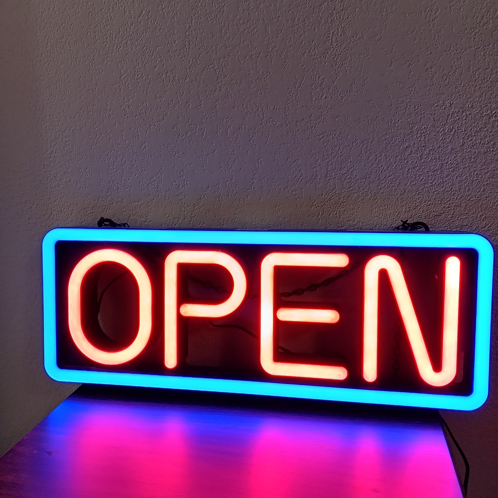 Neon Open Sign with Blue Border - Picture 5 of 7